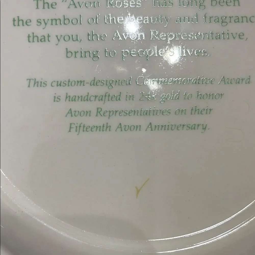 Avon Pink Rose Anniversary Plate